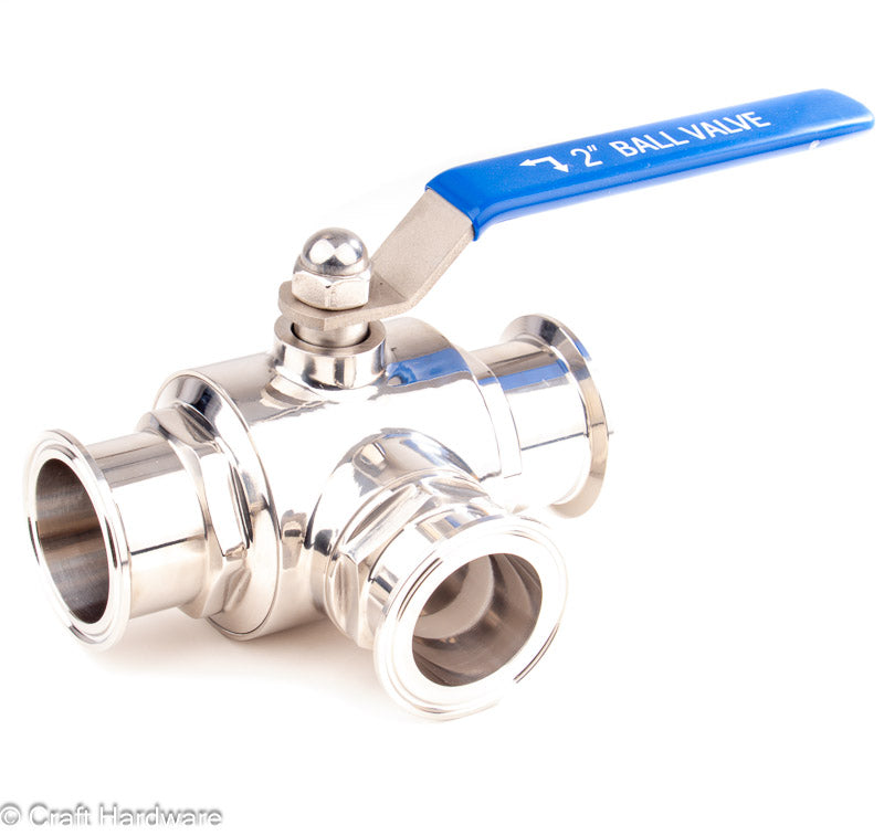 Ball Valve 3-Way L-bore Tri-Clamp 2"