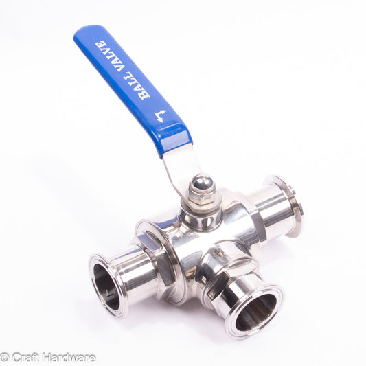 Kugelhahn 3-Wege L-Bohrung Tri-Clamp 1,5"