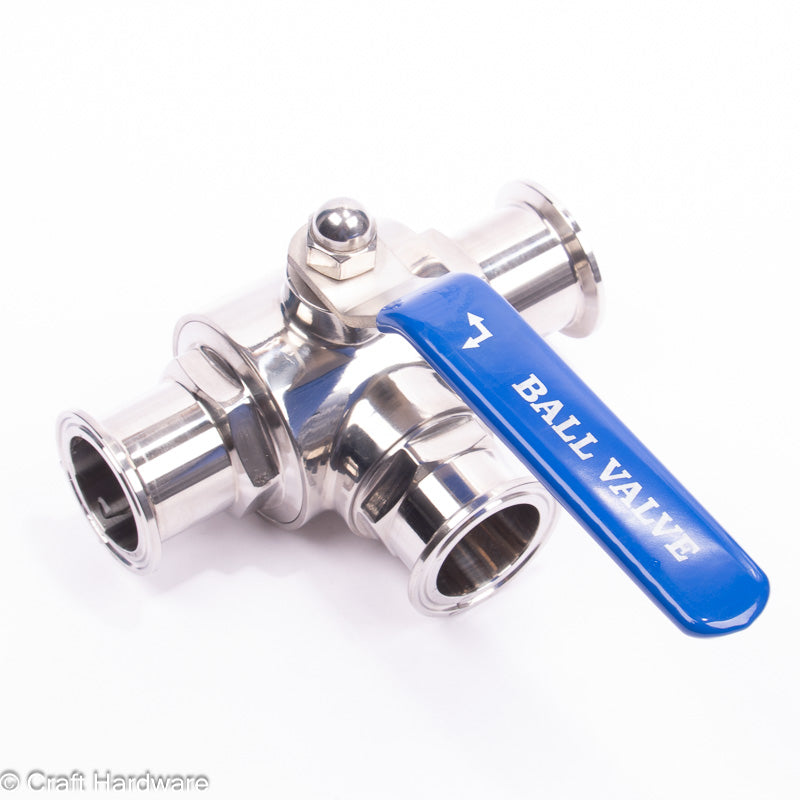 Ball Valve 3-Way L-bore Tri-Clamp 1.5"
