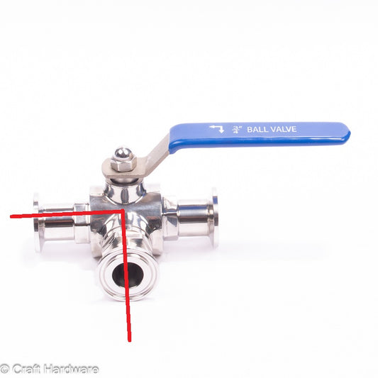 Kugelhahn 3-Wege L-Bohrung Tri-Clamp DN 15 (34 mm)