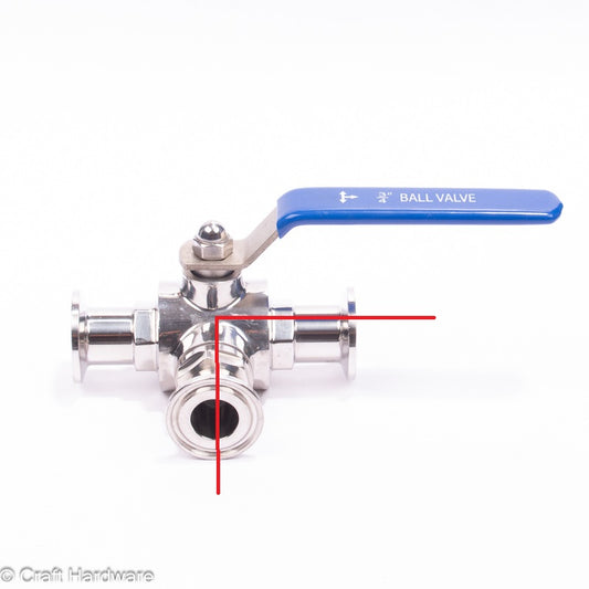 Kugelhahn 3-Wege T-Bohrung Tri-Clamp DN 15 (34 mm)