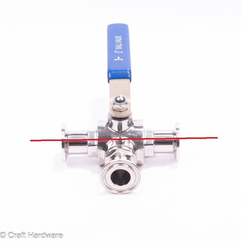 Kugelhahn 3-Wege T-Bohrung Tri-Clamp DN 15 (34 mm)