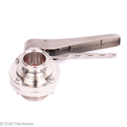 Scheibenventil Tri-Clamp DN 40 mit Edelstahl Hebelgriff