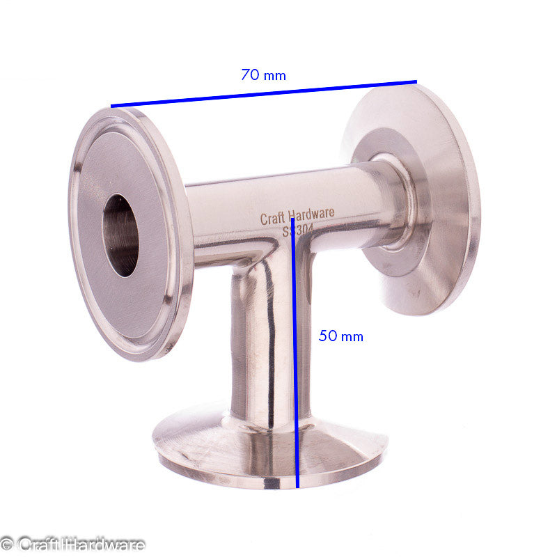 Tee Tri-Clamp 1.5" x 3/4" Short