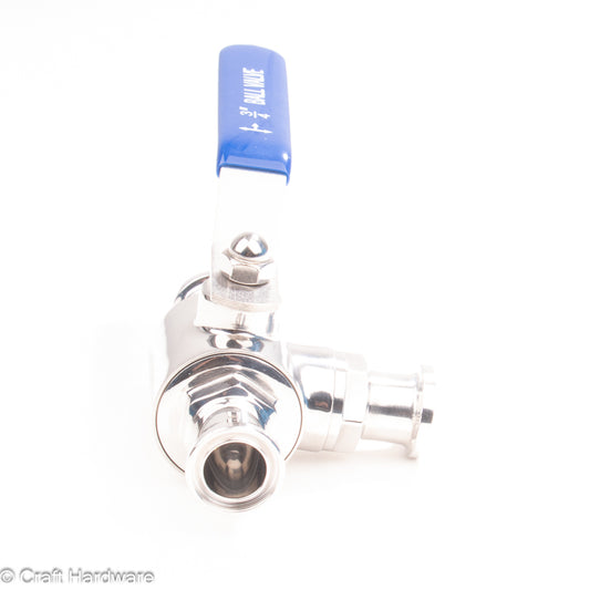 Kugelhahn 3-Wege T-Bohrung Tri-Clamp 3/4"