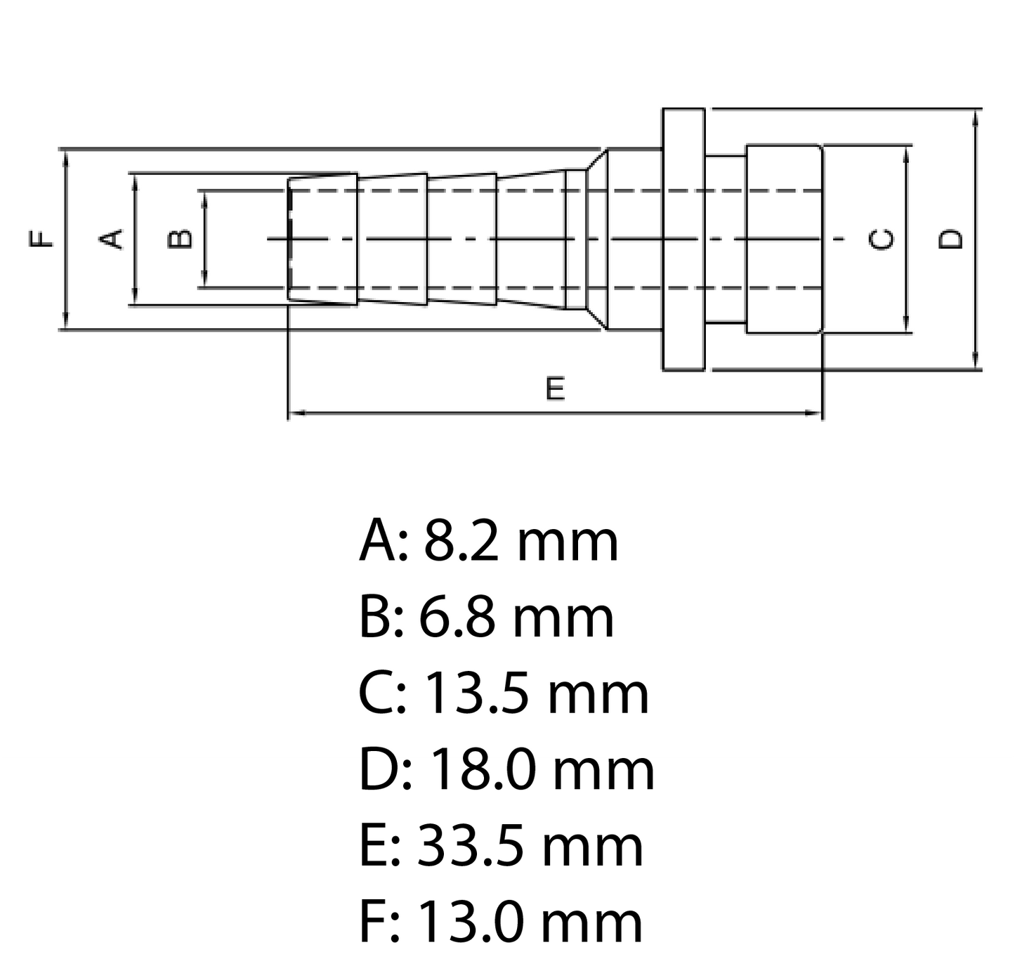 Beer Hose Barb 8mm with 3/4" Nut Craft Hardware