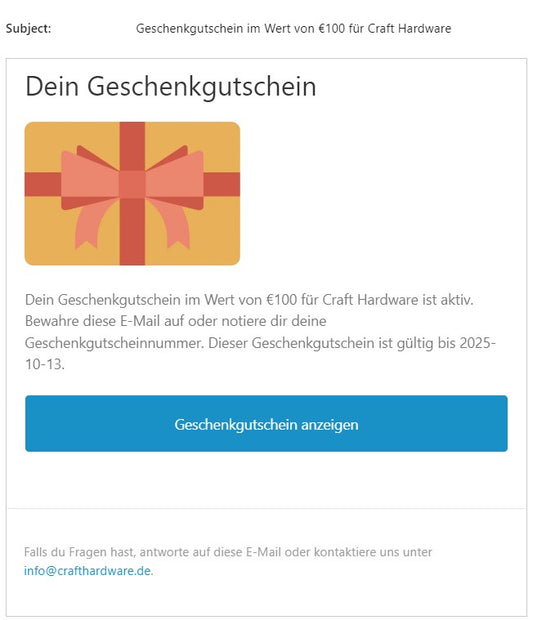 Craft Hardware Geschenkkarte