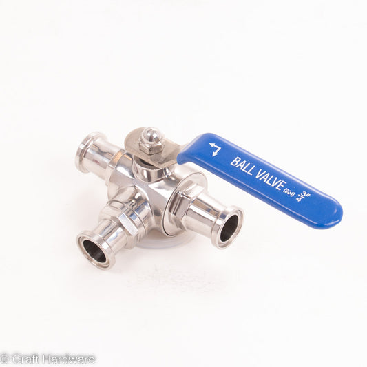 Kugelhahn 3-Wege L-Bohrung Tri-Clamp 3/4"